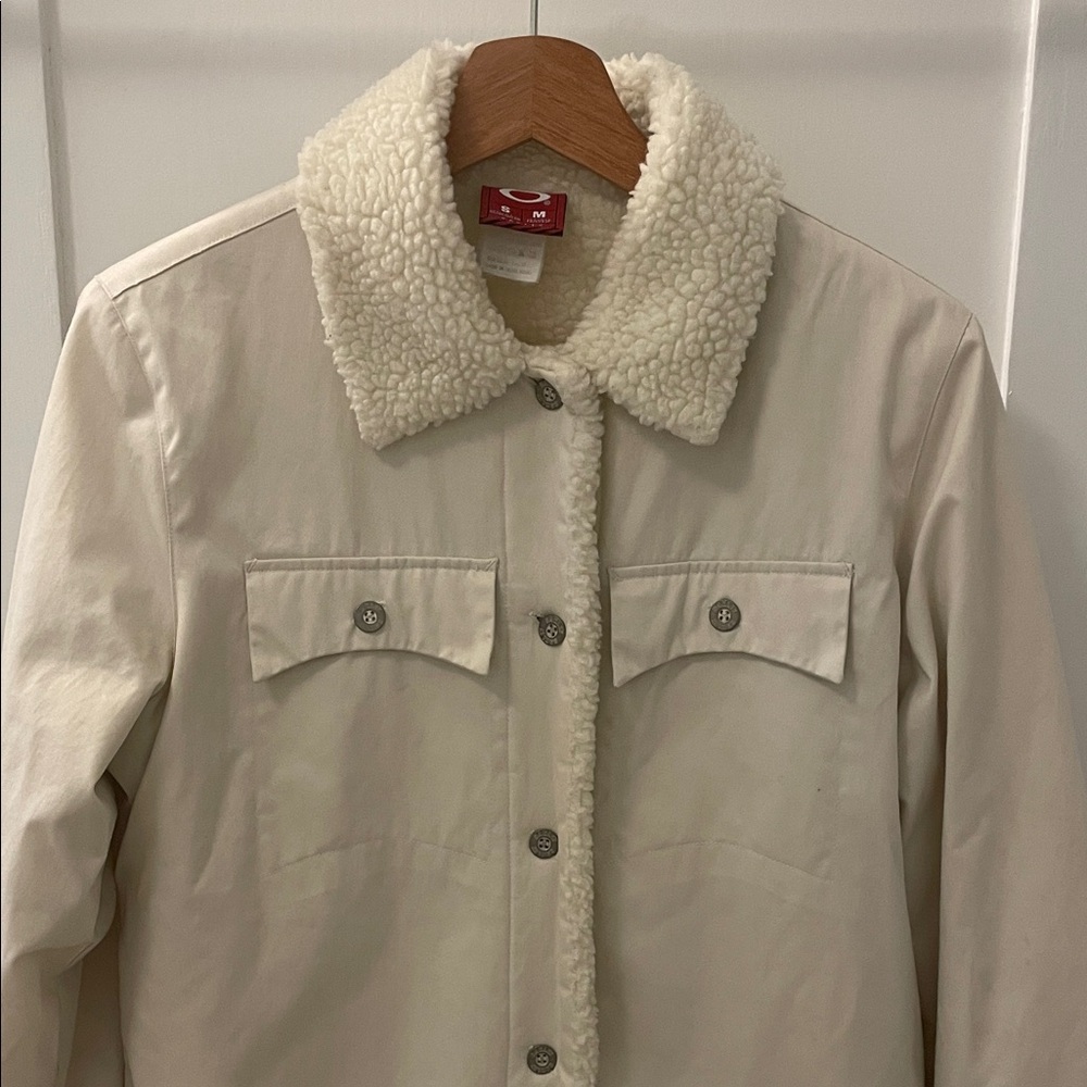 Oakley Off-White Teddy Jacket with Button Details